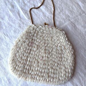 Goldco Women’s 1950’s White on White Beaded Sequined Gold Chain Closure